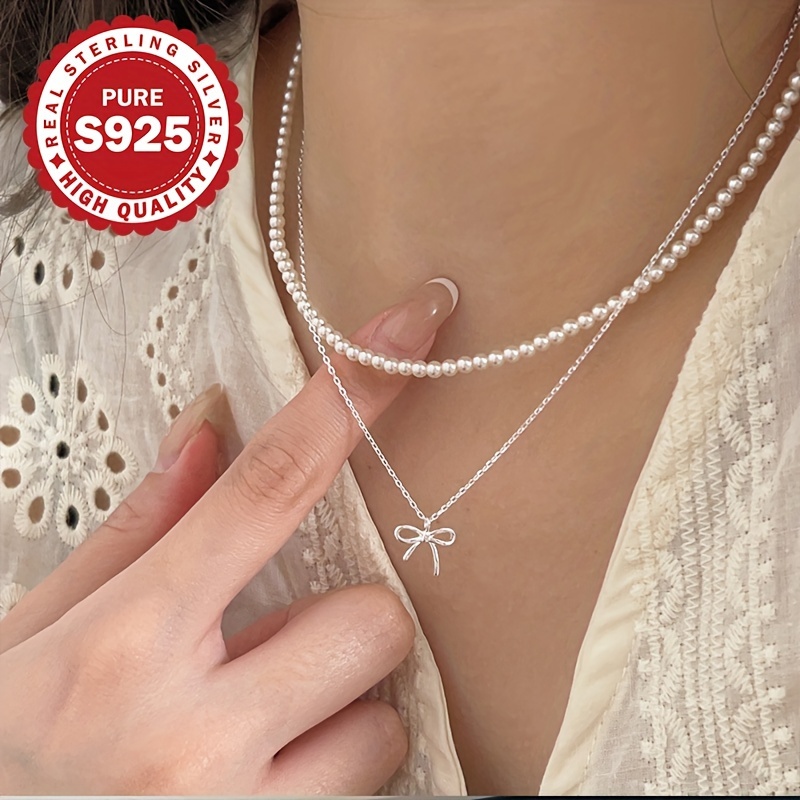 925 Sterling Silver Bow Necklace - Everyday Wear
